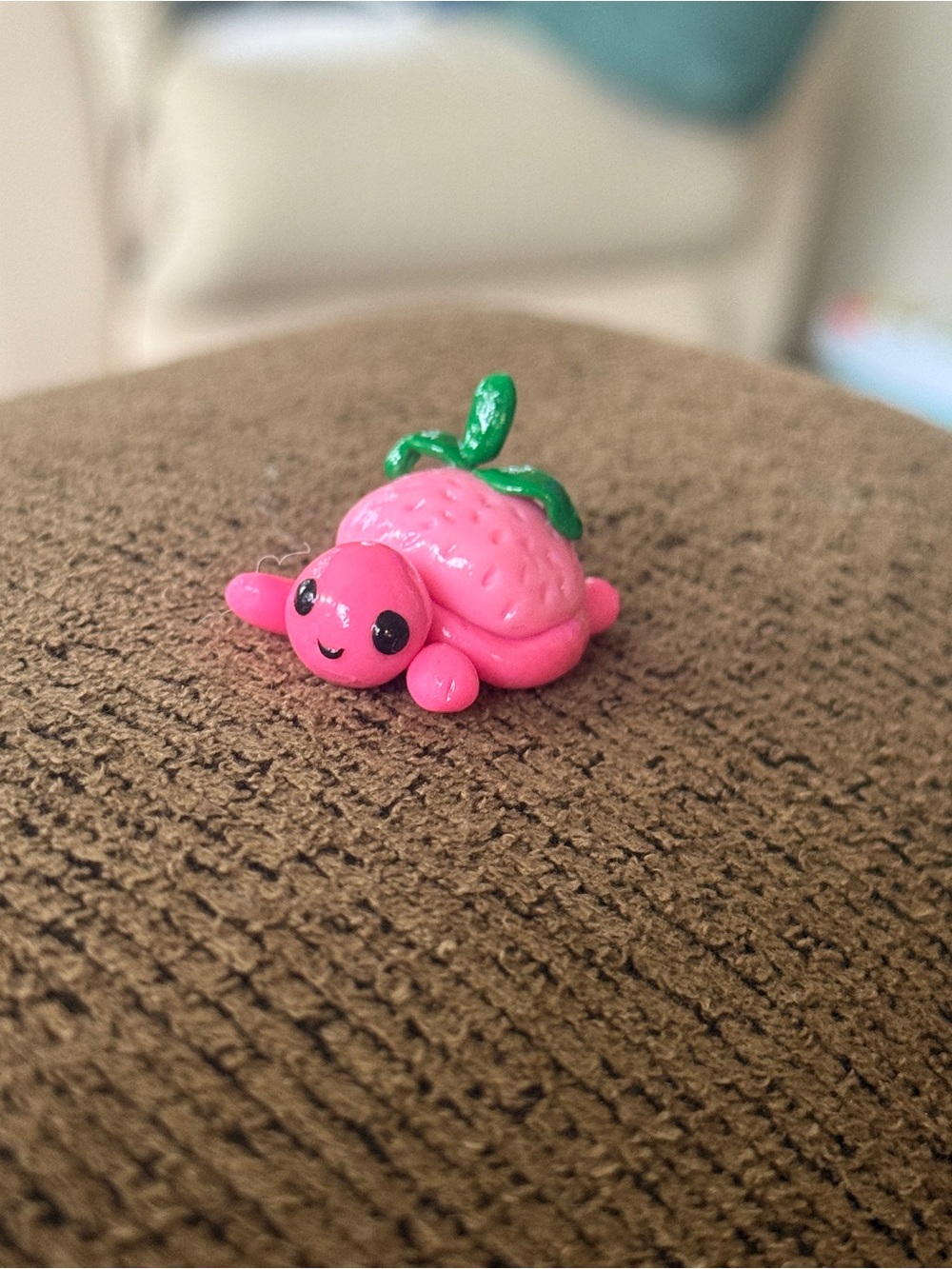 Cute Pink Strawberry Turtle Figurine